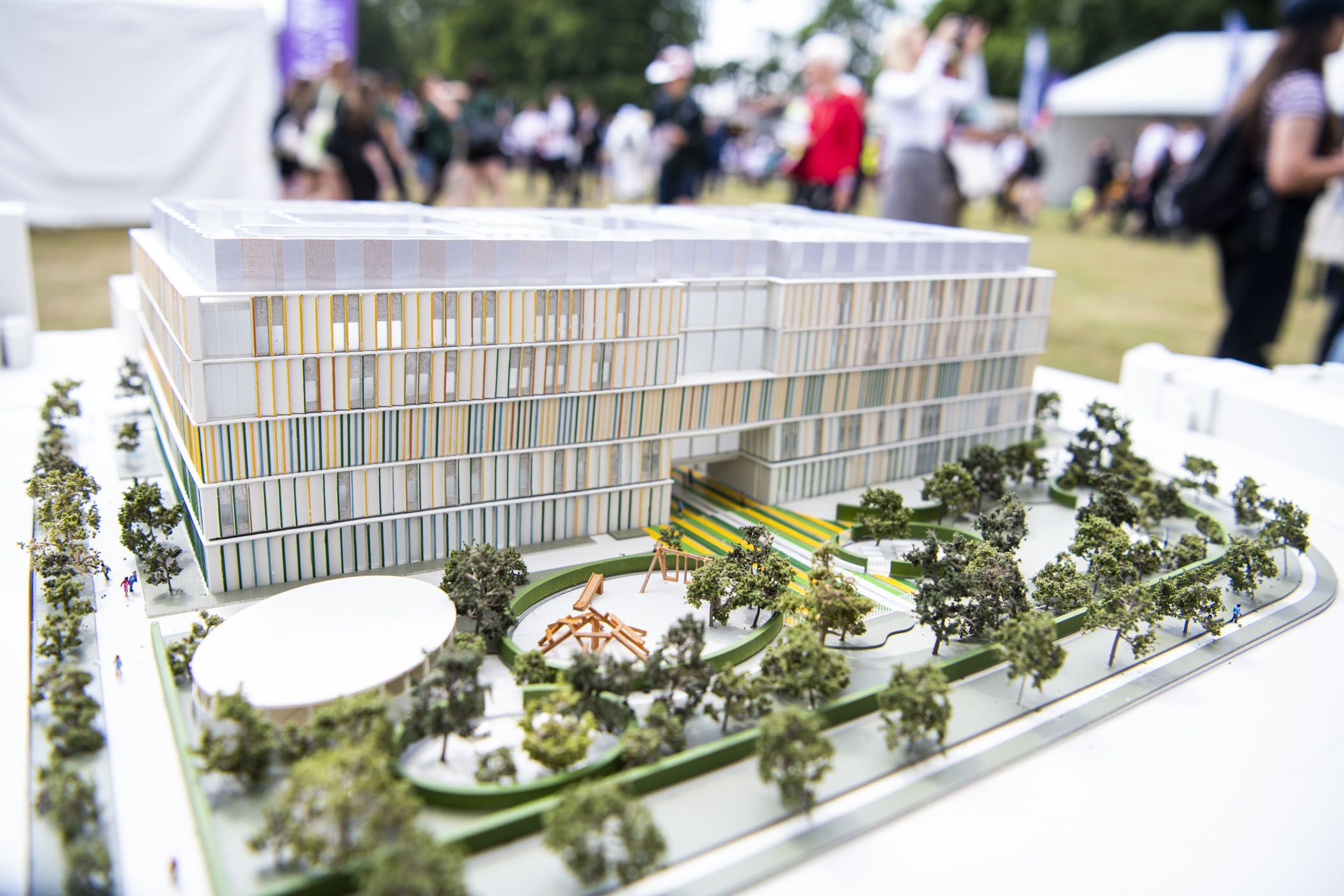 An architect model of the new Cambridge Children's Hospital on display at the county day