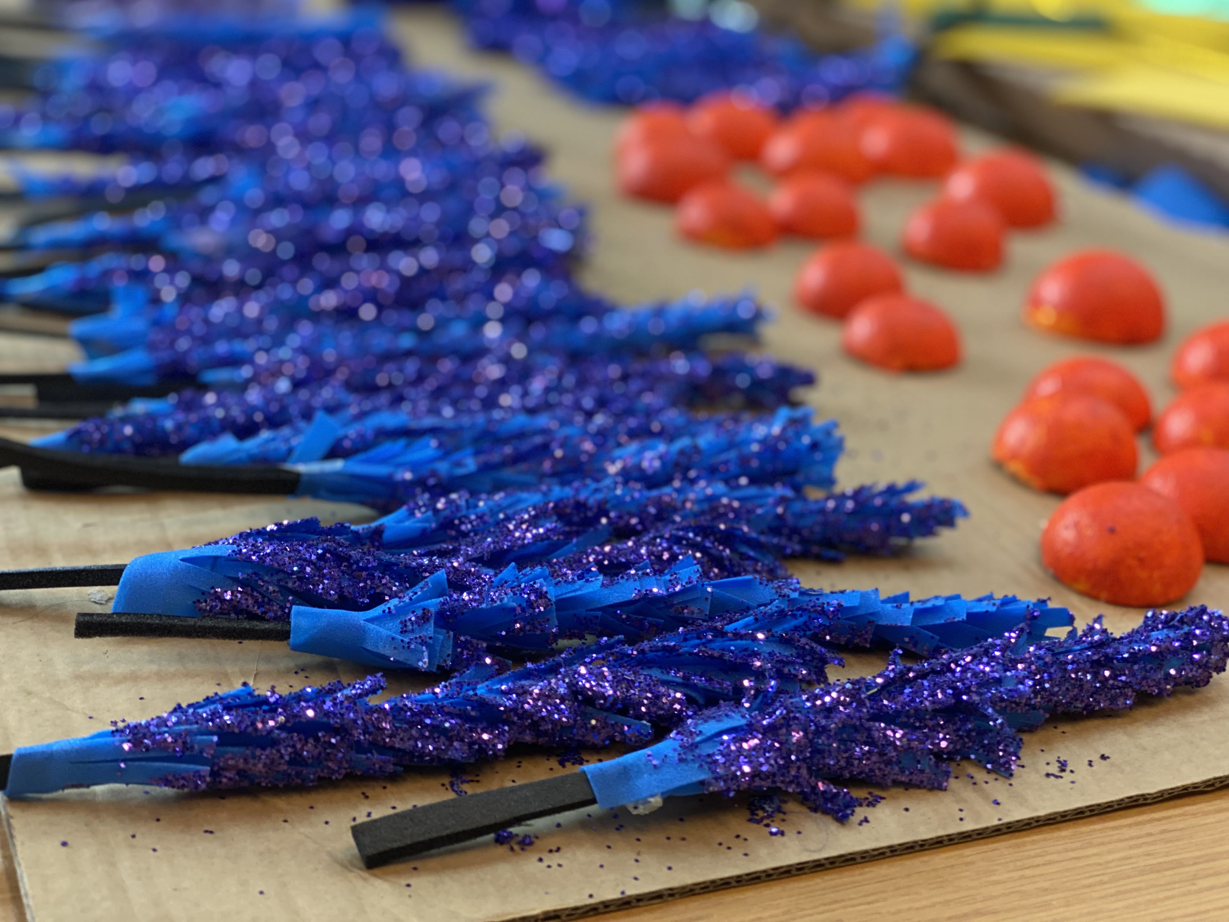 Blue sticks with glitter on representing lavender